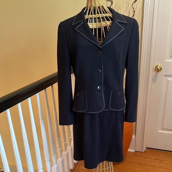 Escada Margaretha Ley black with white stitching dress and a blazer very classy - Picture 1 of 14